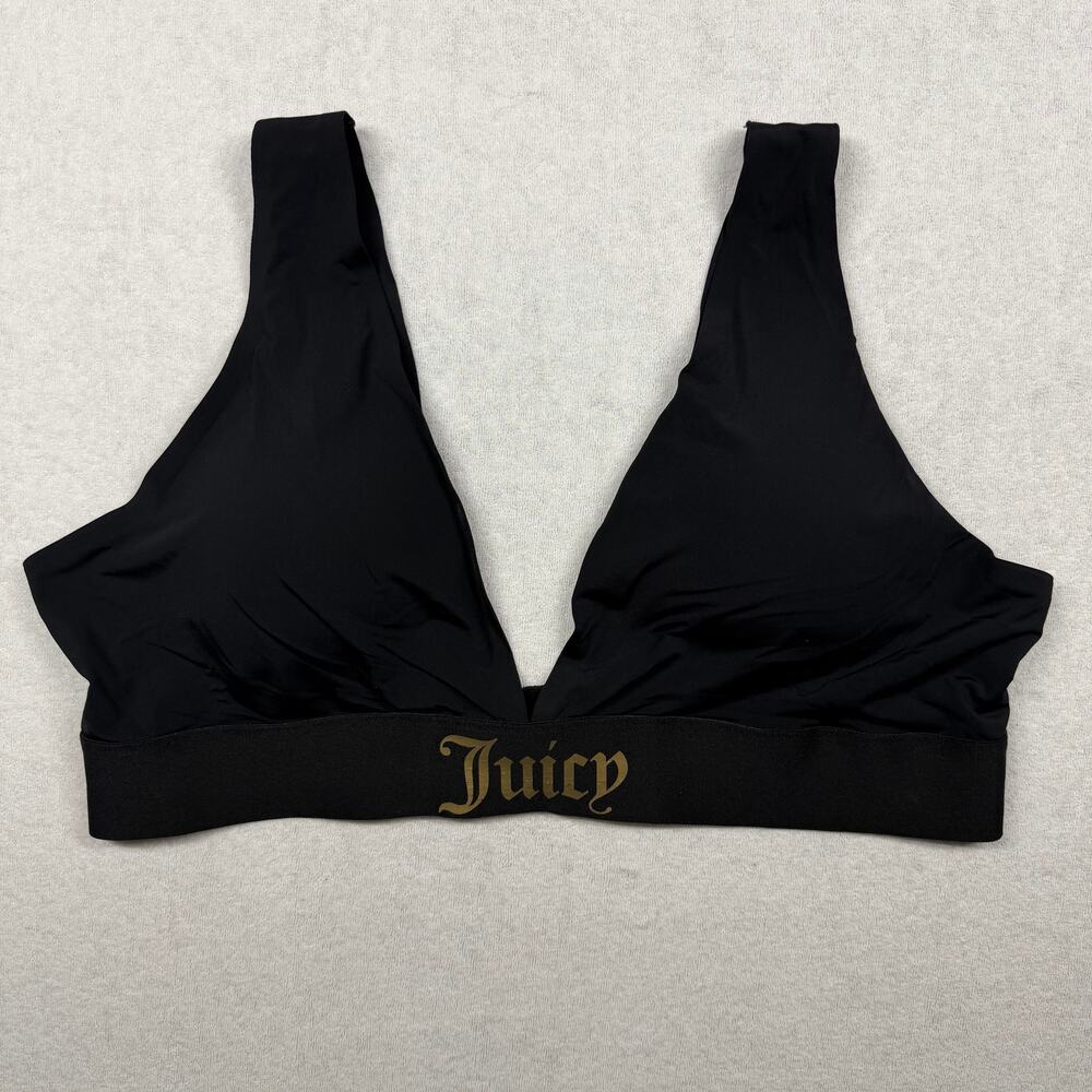 Juicy Couture Intimates Black Gold Logo Padded Bralette Bra Women’s XL
